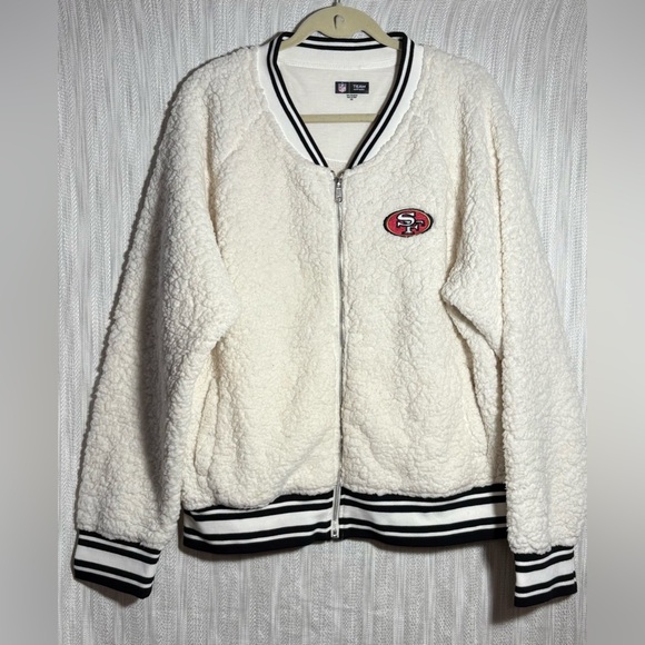 Nfl Team Jackets & Blazers - Cozy Cream Teddy Jacket with Striped Accents